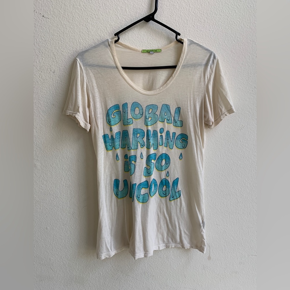VINTAGE Sheer Global Warming Is So Uncool Statement Tee